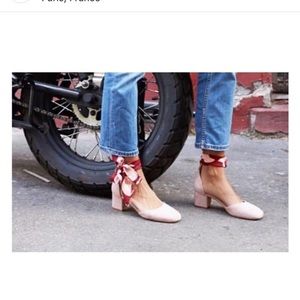 NEW NaRae Paris pastel Mary-Janes with silk scarf